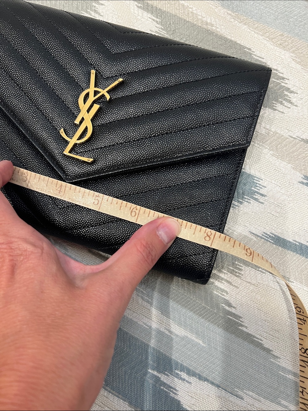 Saint Laurent Black Quilted Envelope Wrist Strap Clutch with Gold YSL - Picture 6 of 9